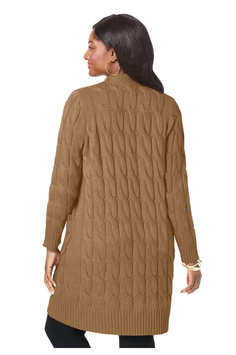 Cable Duster Sweater, Alternate, color, BROWN MAPLE