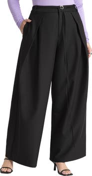 ELOQUII Pleat Detail Trouser With Long Belt