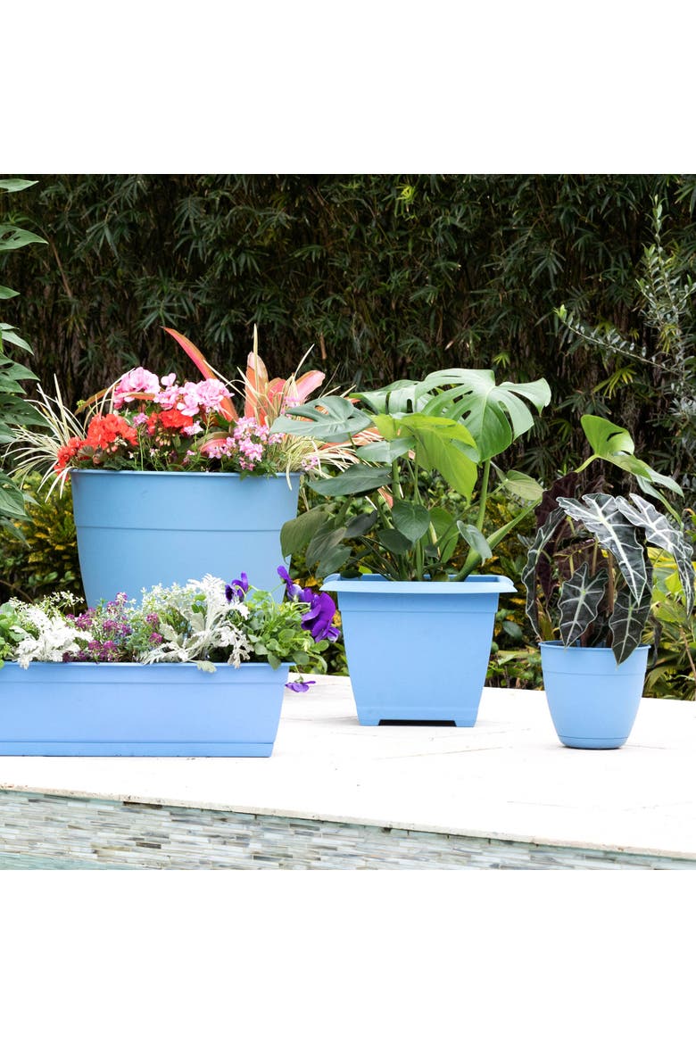 16 x 10 Inch Dayton Gardening Planter with Saucer Tray, Ocean Blue, Alternate, color, Blue