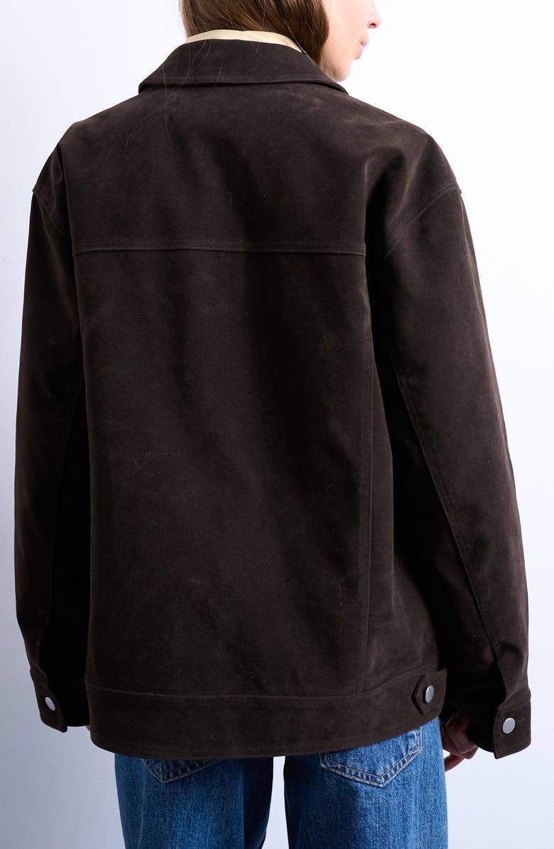Topshop Western Faux Suede Jacket, Alternate, color, Brown