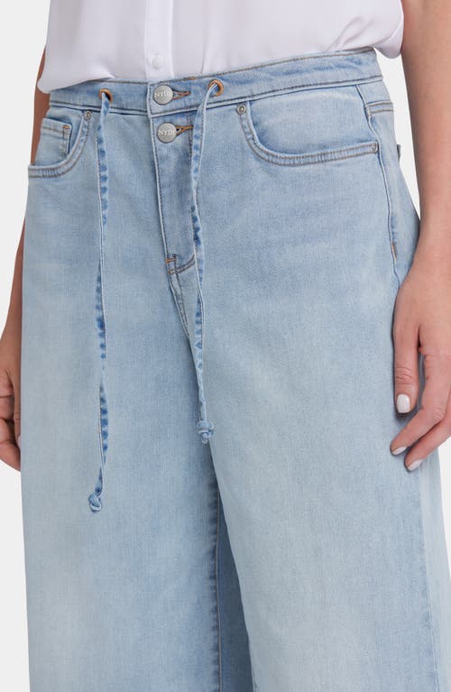 Nydj Cindi Cool Embrace® Frayed Drawstring High Waist Ankle Relaxed Wide Leg Jeans In Santiago Sea