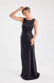 Six Stories Cowl Back Satin Bridesmaid Dress