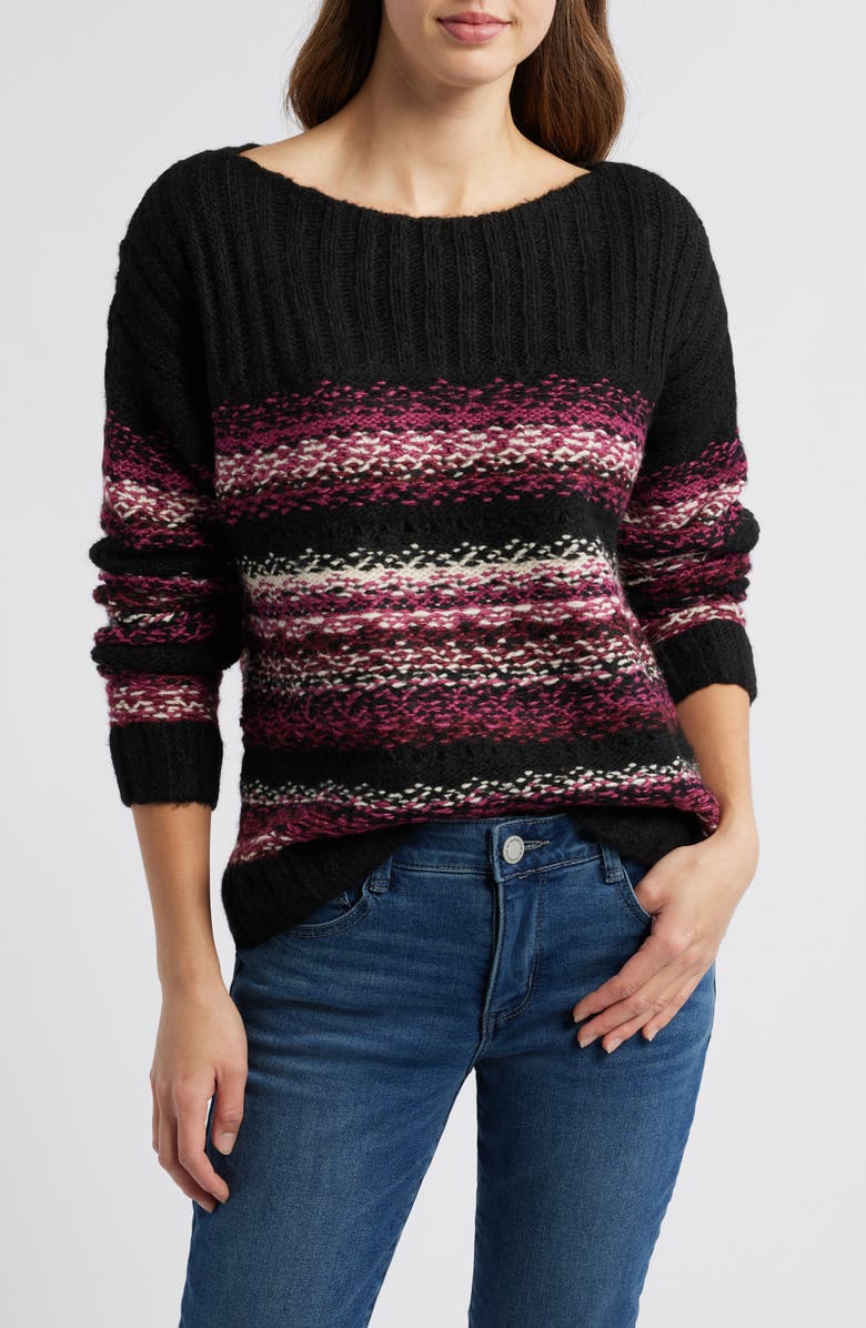 Lucky Brand Fair Isle Boat Neck Sweater, Main, color, 