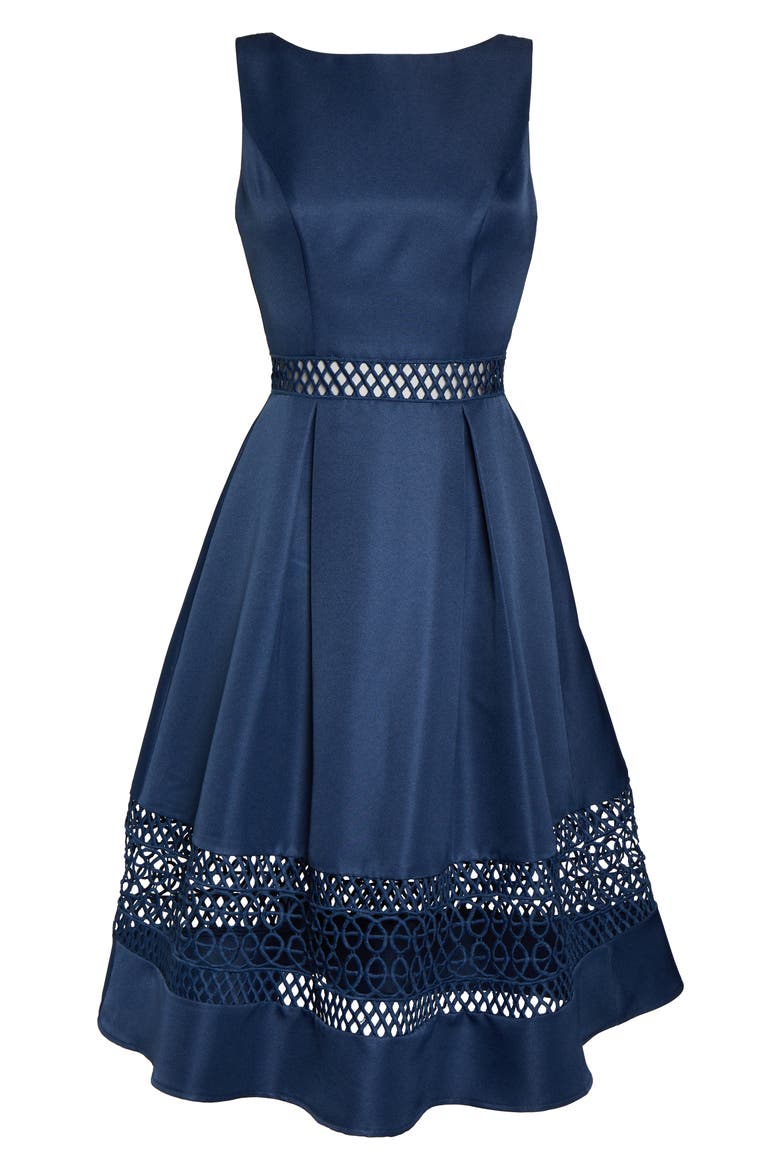 Delia Fit & Flare Dress, Alternate, color, NAVY