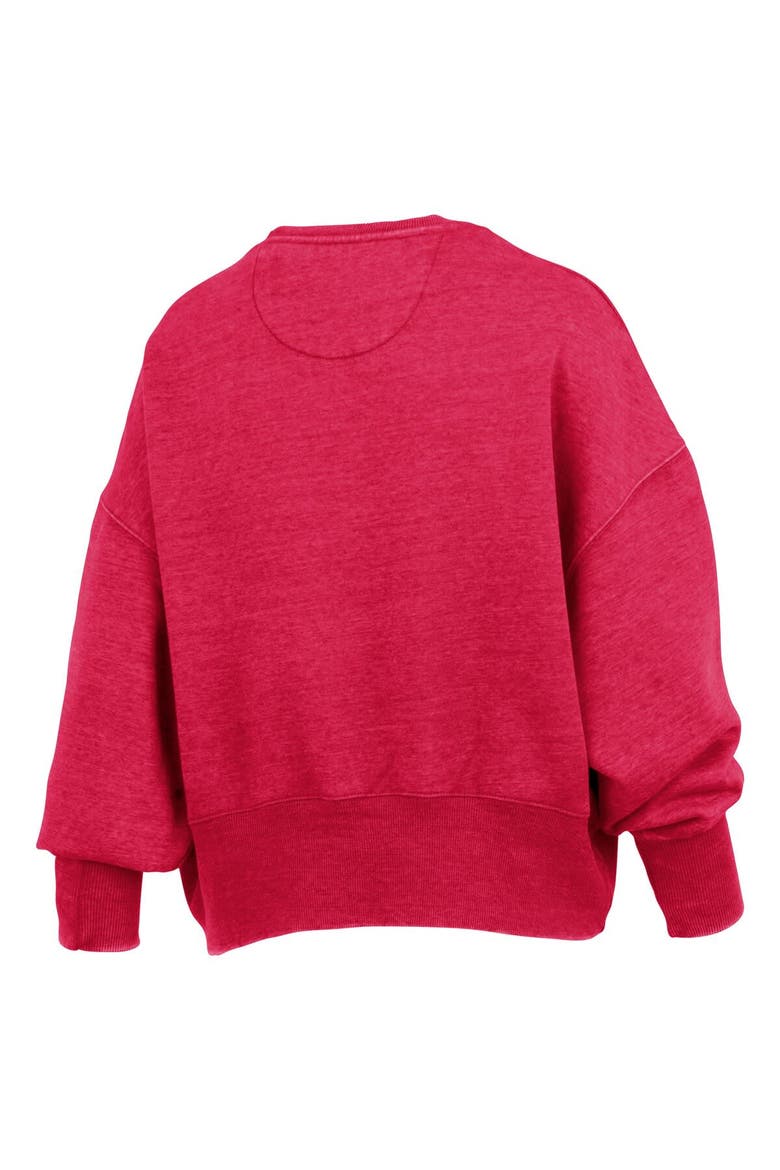 Women's Pressbox Scarlet Ohio State Buckeyes Oversized Waist-Length Crewneck Sweatshirt, Alternate, color, Scarlet