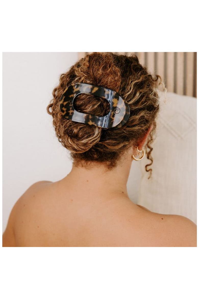 Large Flat Round Hair Clip, Alternate, color, TORTOISE