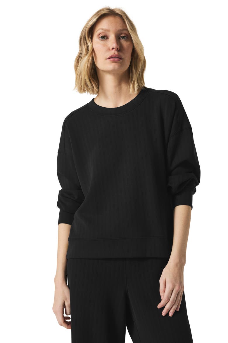 x @cellajaneblog Oversize Scuba Knit Sweatshirt, Alternate, color, BLACK
