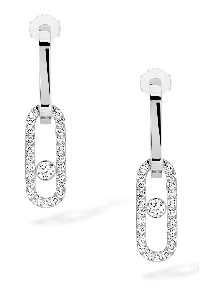Move Link Diamond Drop Earrings, Main, color, WHITE GOLD