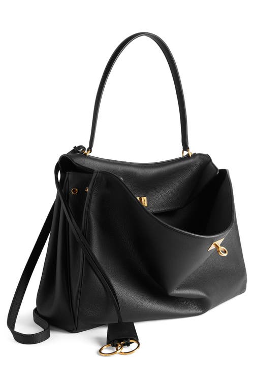 Balenciaga Large Rodeo Leather Shoulder Bag In 1000 Black