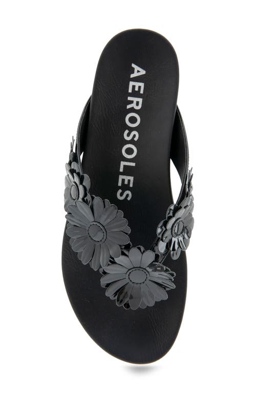 Shop Aerosoles Farrah Flower Sandal In Black Patent Faux Leather