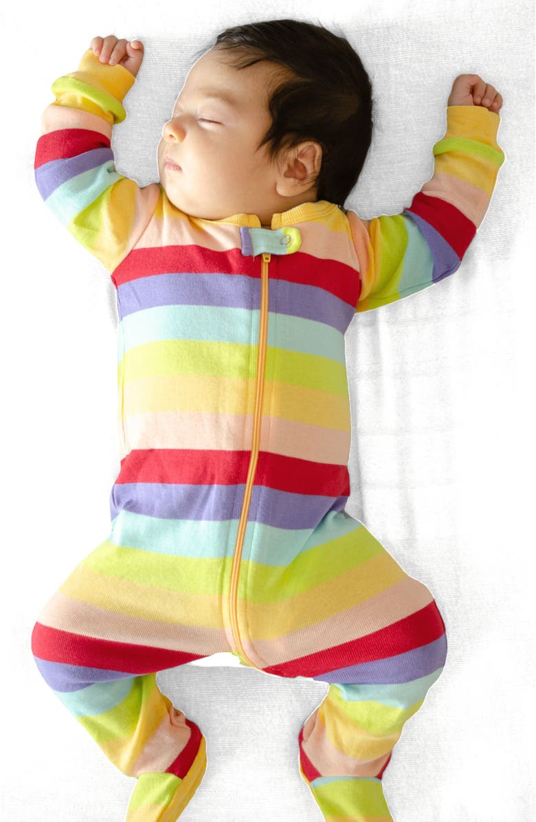 Leveret Footed Striped Cotton Matching Family Pajamas, Alternate, color, Colorful Girls