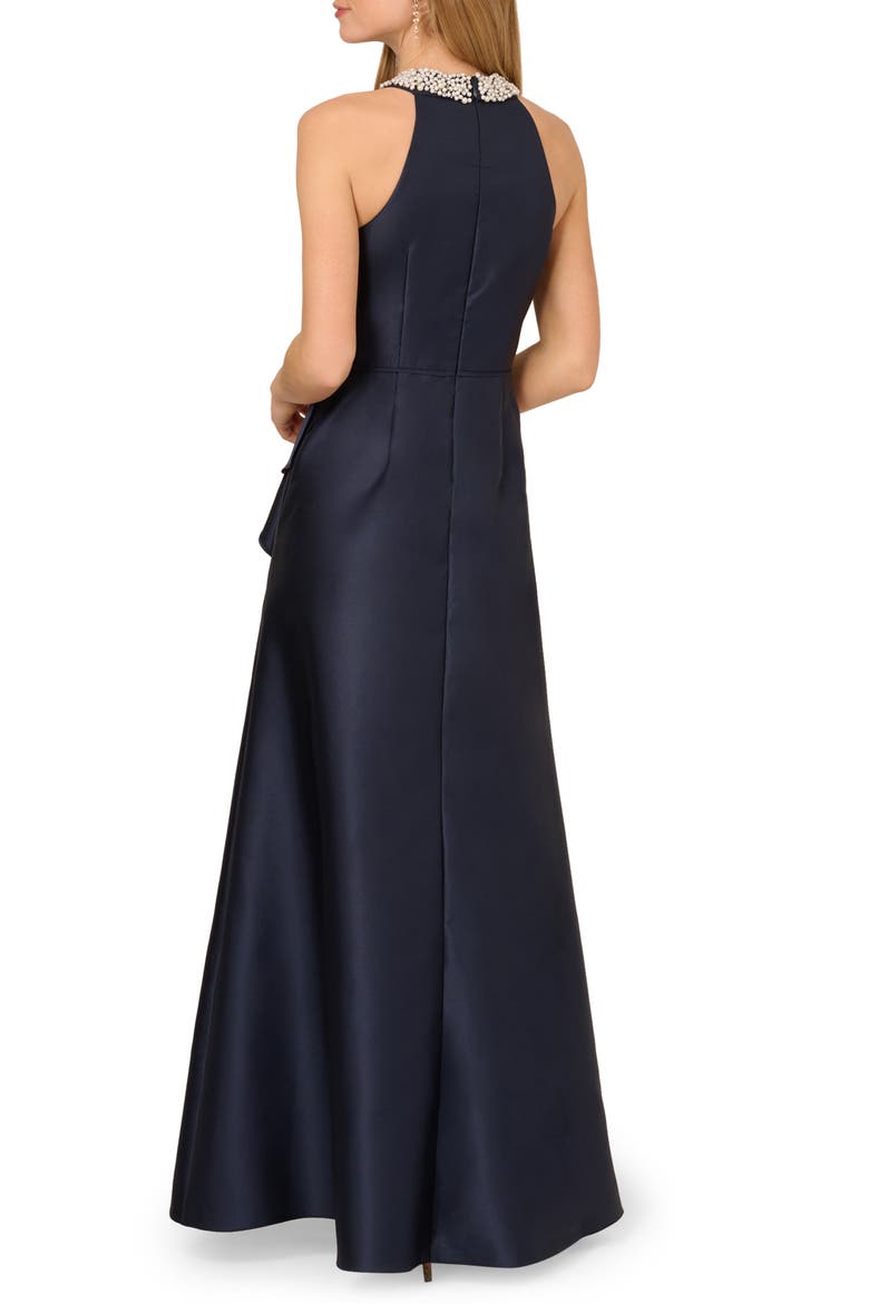 Embellished Neck Mikado Gown, Alternate, color, MIDNIGHT