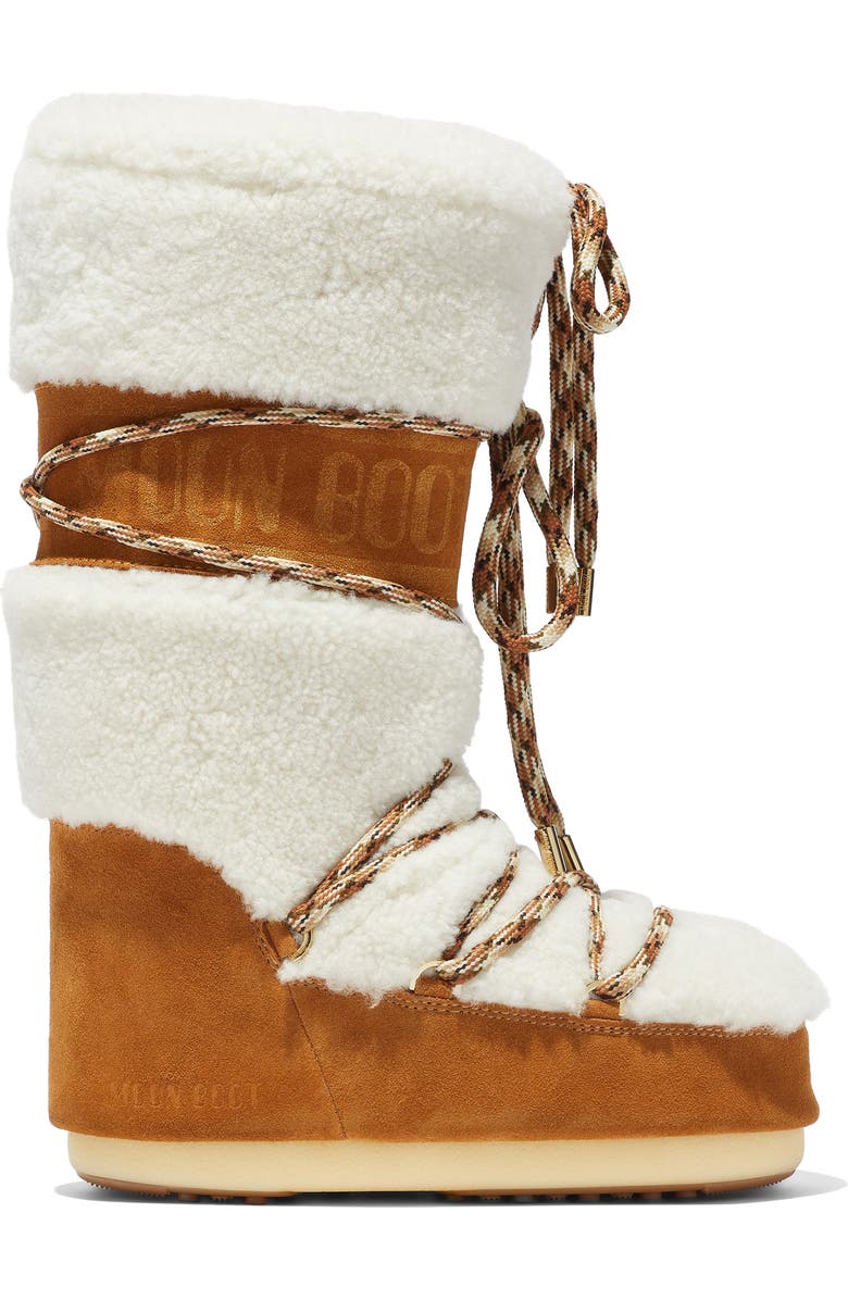 Moon Boot<sup>®</sup> Icon Genuine Shearling Knee High Boot, Main, color, Whisky/ White