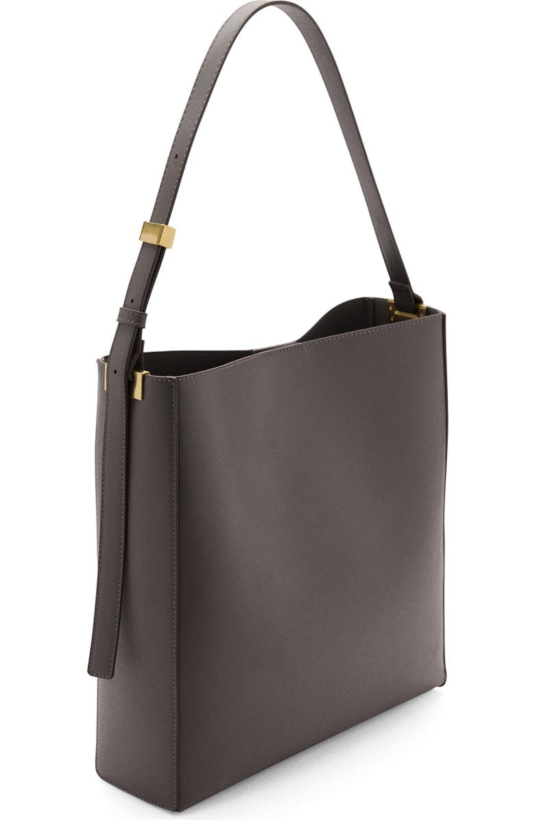 MANGO Faux Leather Shopper Bag, Alternate, color, Grey