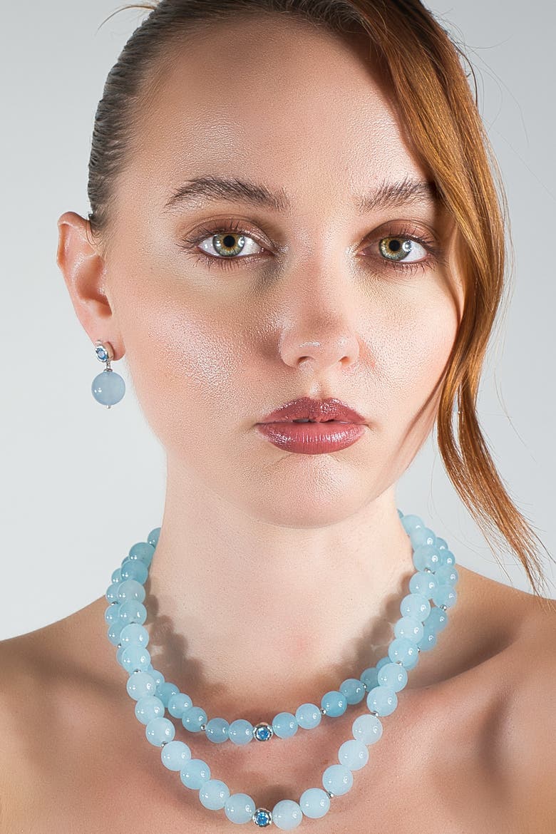 Isla Aquamarine Bead Drop Earrings, Alternate, color, Auqamarine