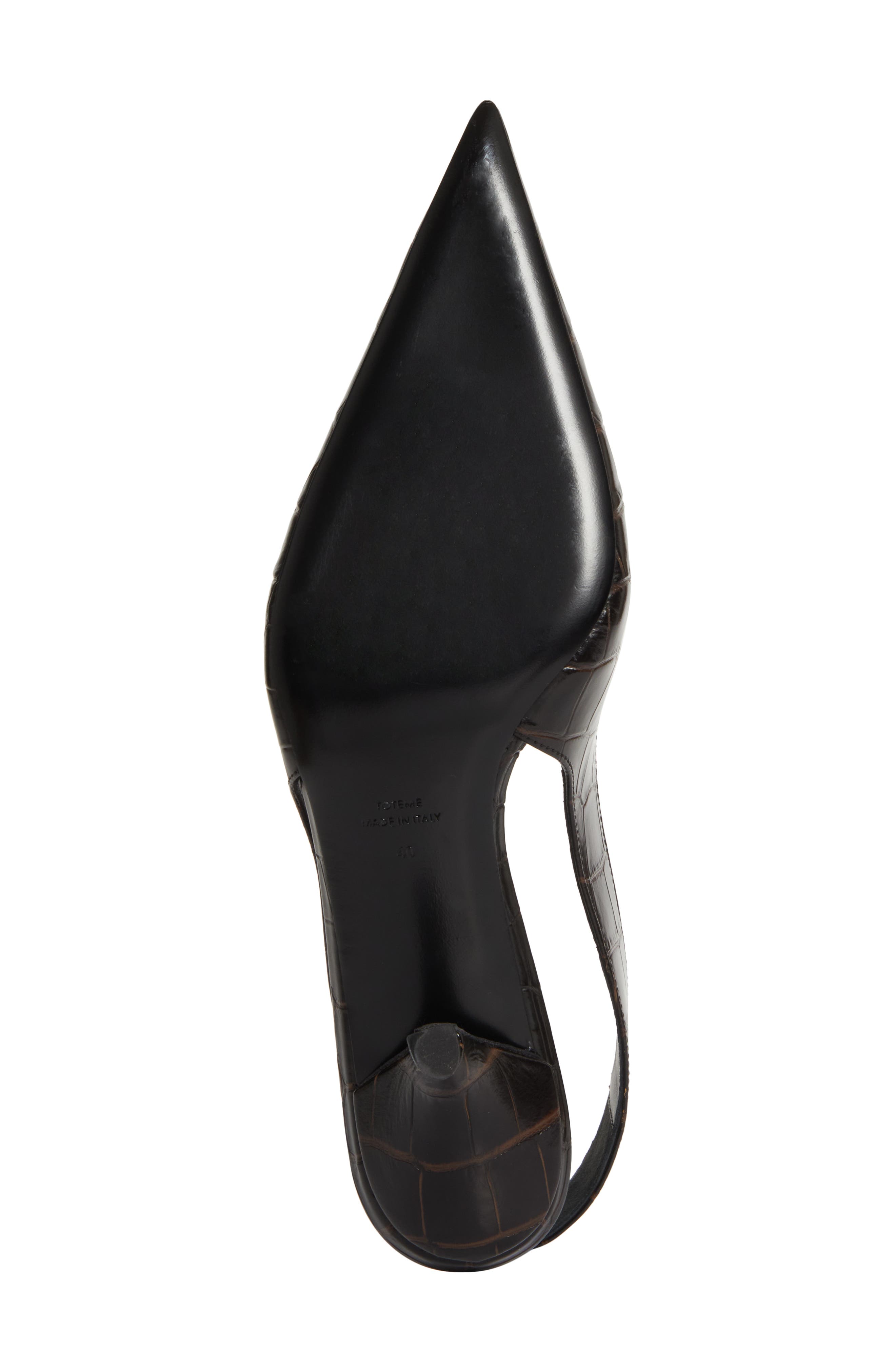 TOTEME Croc Embossed Pointed Toe Slingback Pump, Alternate, color, Dark Brown