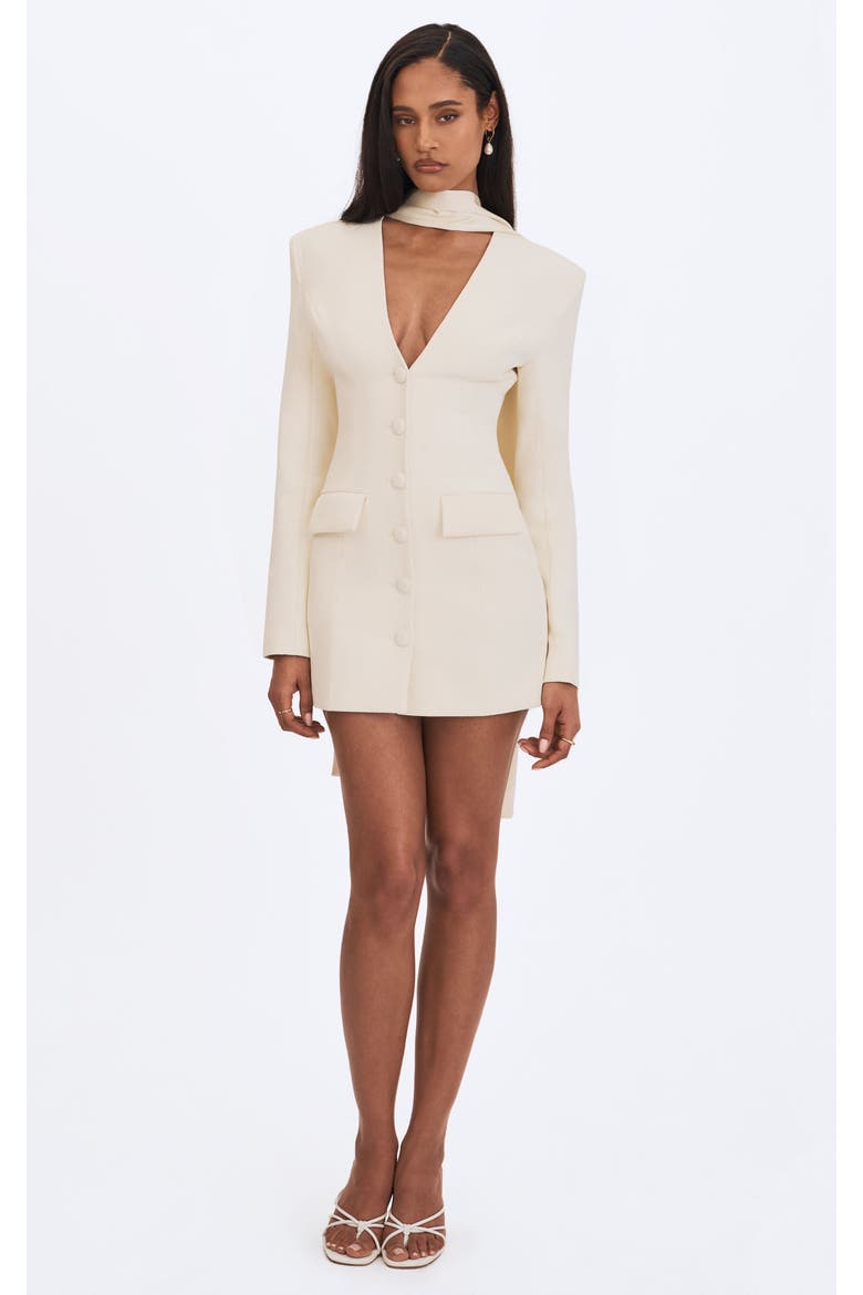 Jeannie Blazer Mini Dress with Scarf, Alternate, color, Cream