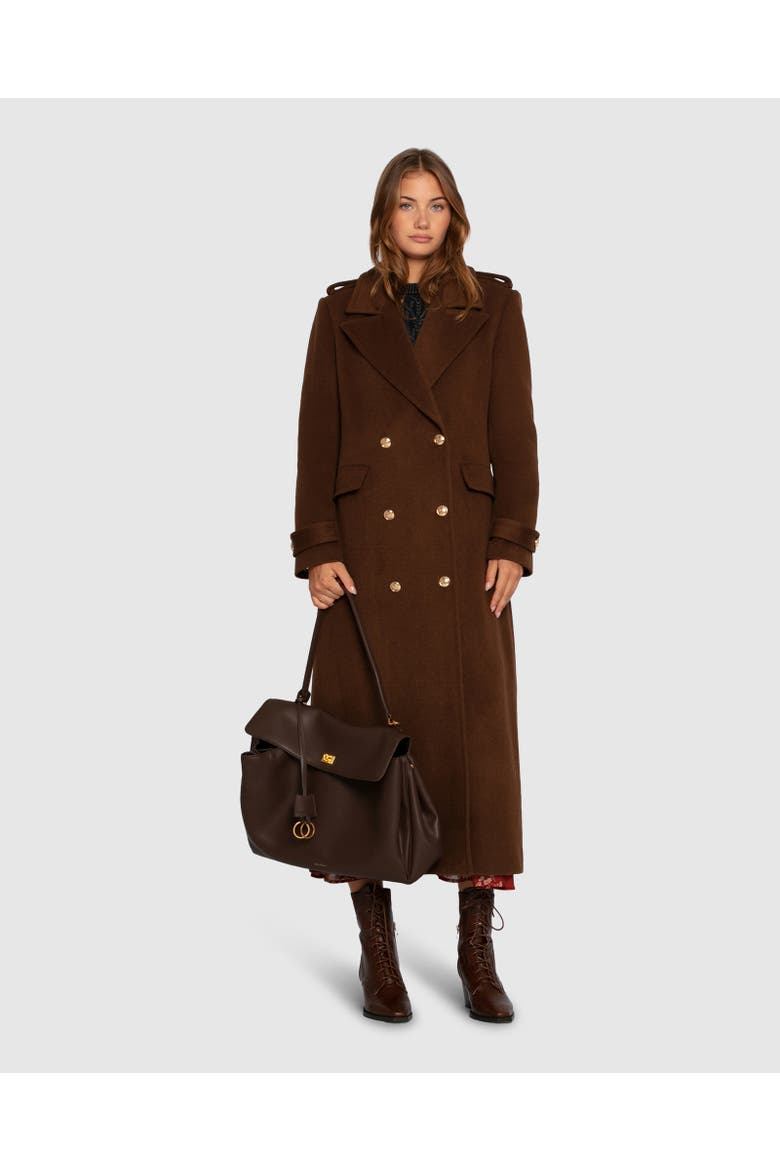 Command Wool Blend Double Breast Maxi Coat, Alternate, color, Medium Brown
