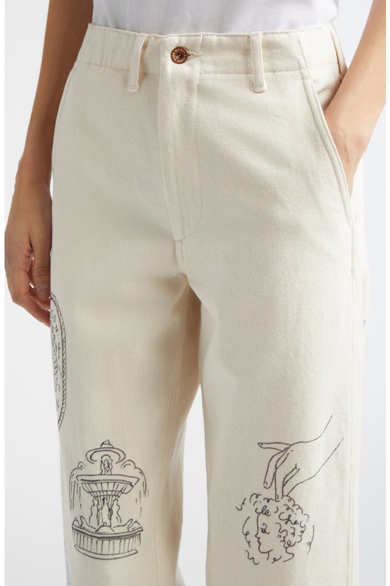 x Maison Kitsuné Hand Painted Postcard Straight Leg Jeans, Alternate, color, OFF WHITE