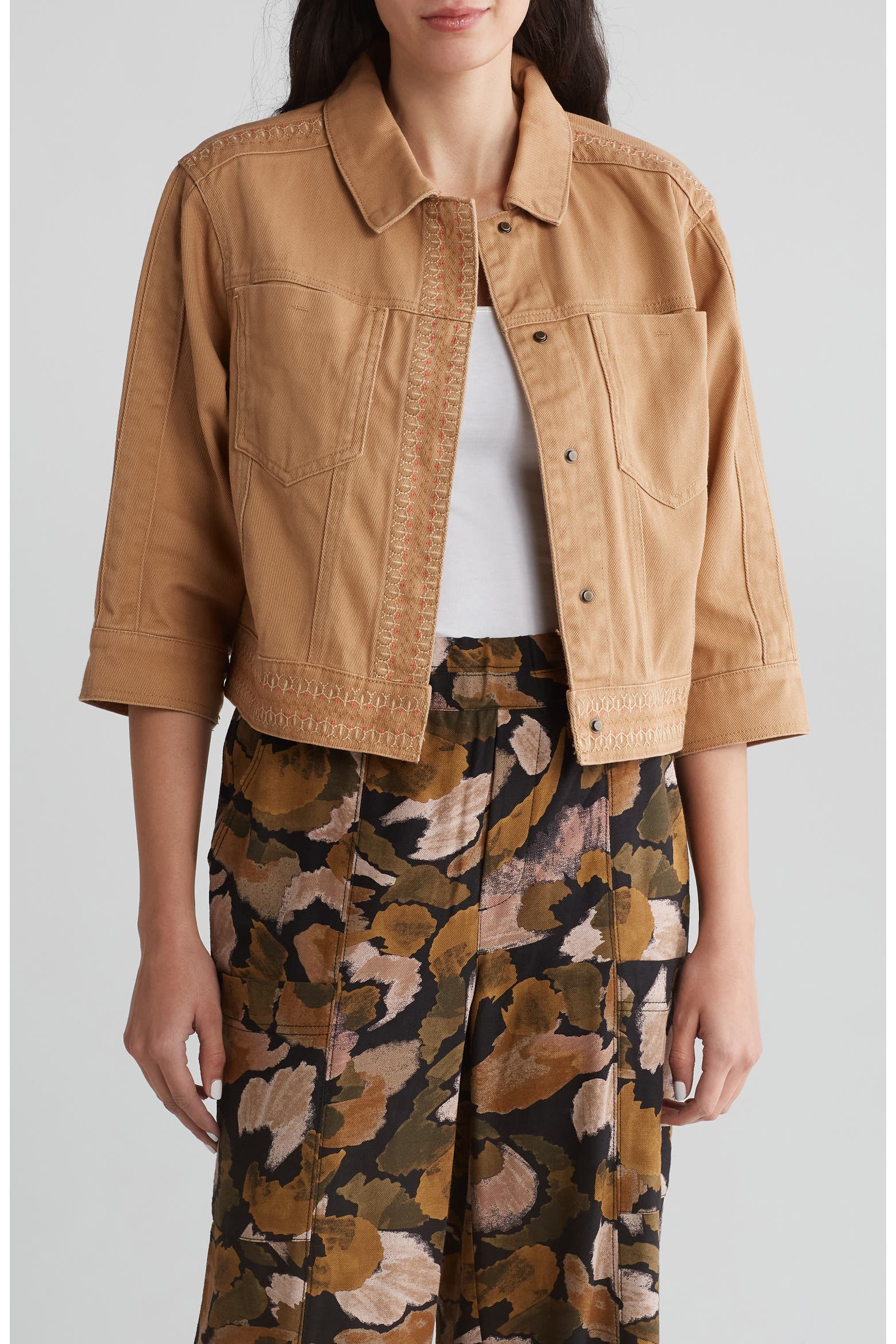 Outlined Jacket Democracy Embroidered Jean Jacket (Women) | Nordstromrack