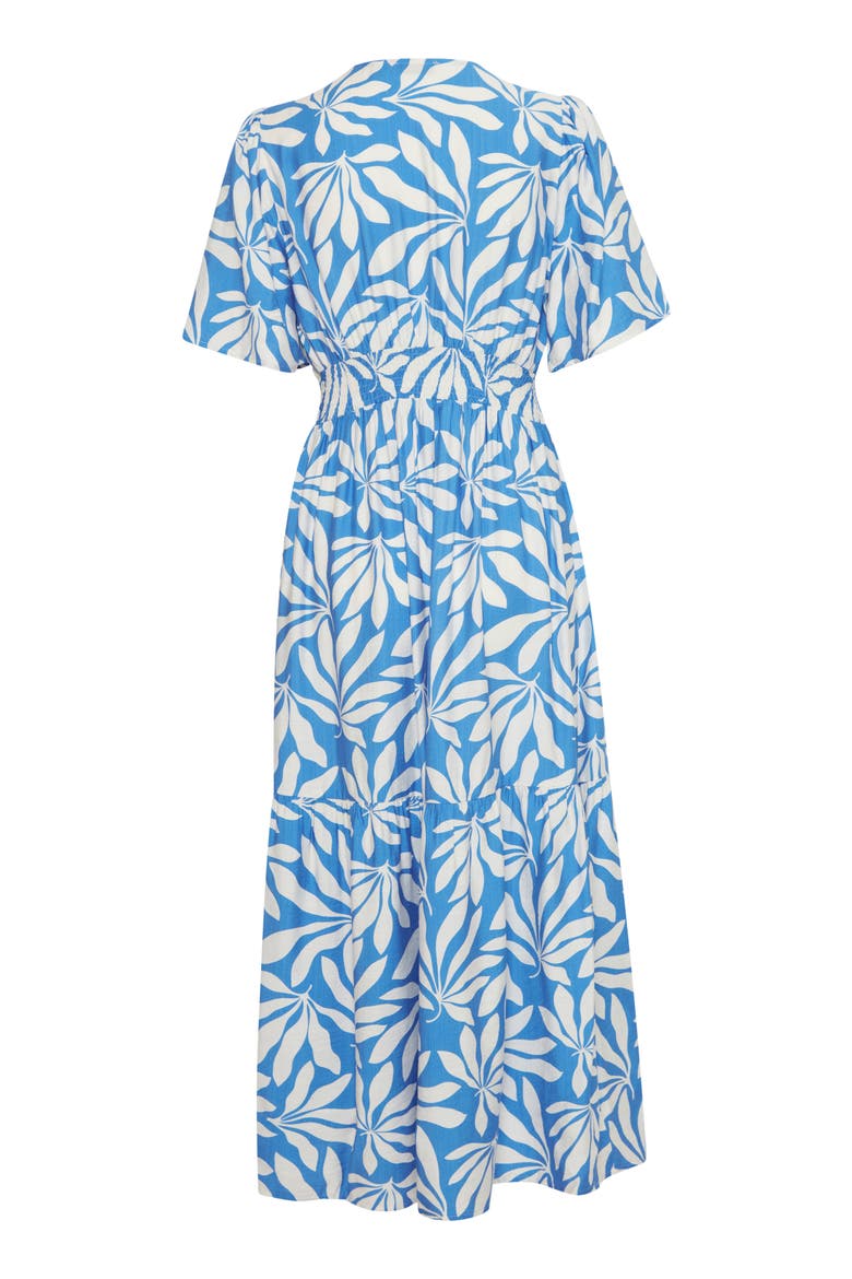 Palms Flutter Sleeve Midi Dress, Alternate, color, PALACE BLUE PALMS MIX