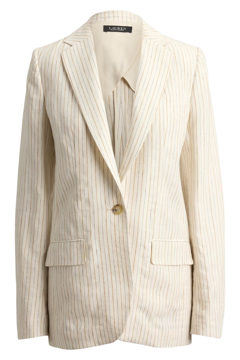 Mixed Stripe Linen Jacket, Alternate, color, IVORY MULTI