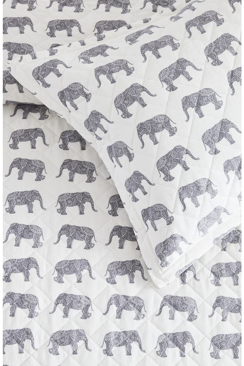 Elephant Flannel Quilt Set, Alternate, color, GREY