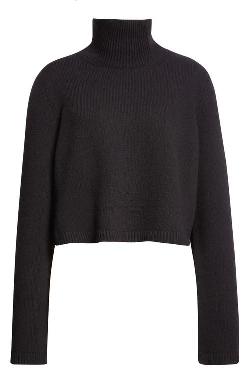 Alaïa Crop Cashmere & Wool Blend Turtleneck Sweater In Black