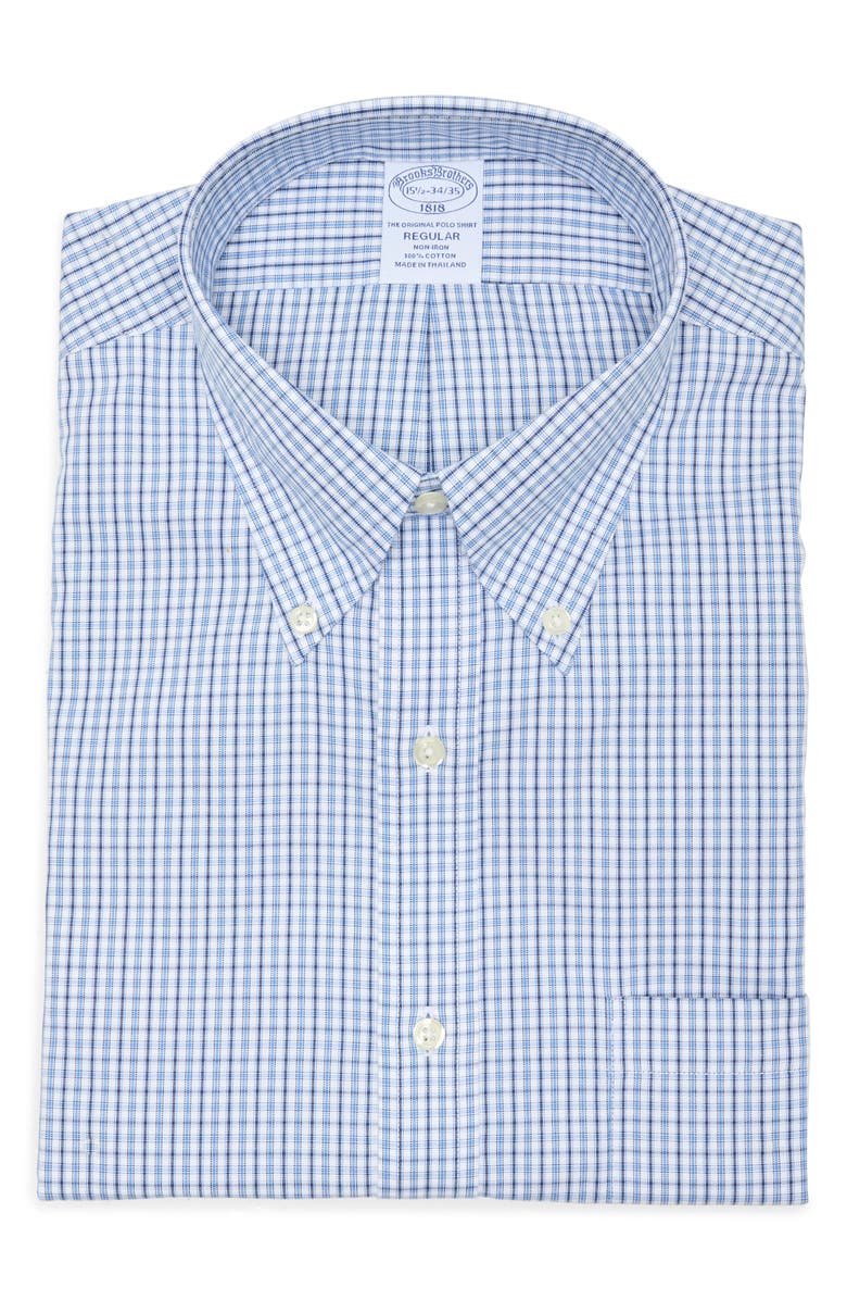 Brooks Brothers Regular Fit Plaid Non-Iron Cotton Button-Down Shirt, Alternate, color,