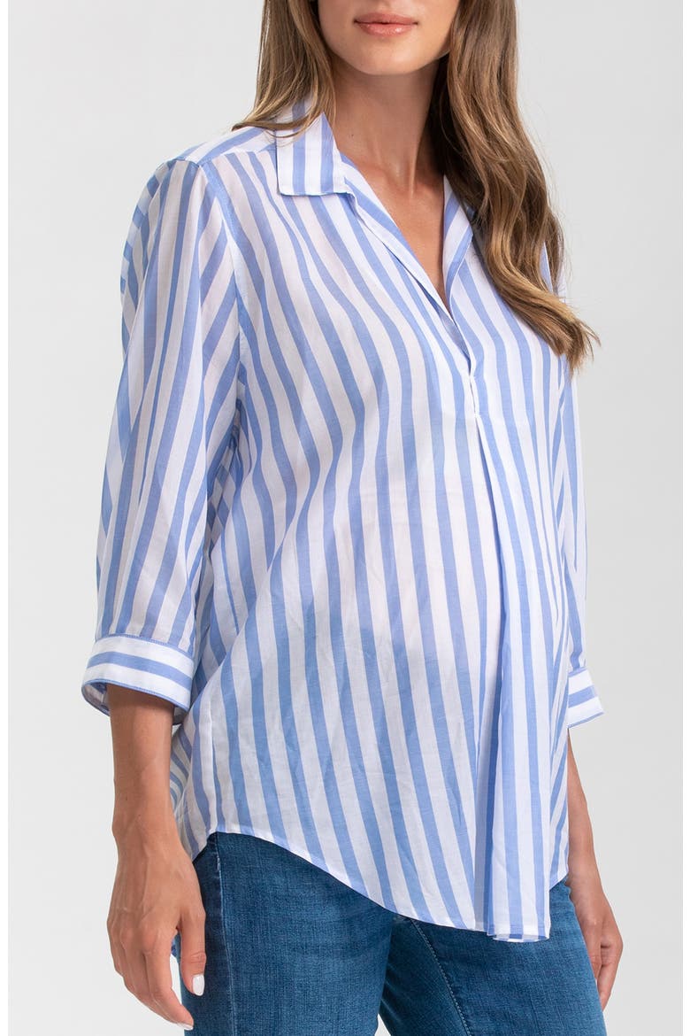 Long Sleeve Johnny Collar Shirt, Alternate, color, SKY