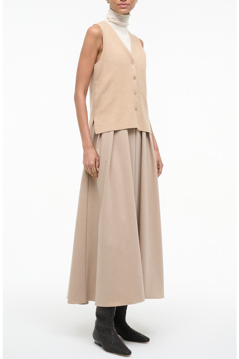 Madeline Sleeveless Mixed Media Dress, Alternate, color, WHEAT
