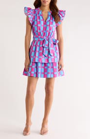 SUGARLIPS Marvy Checker Emie Ruffle Minidress