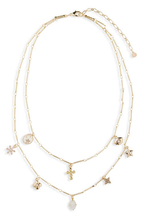 Panacea Double Row Charm Necklace In Gold