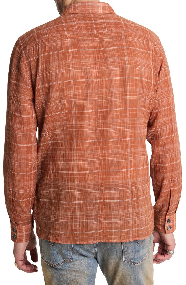 John Varvatos Plaid Button-Up Overshirt, Alternate, color,