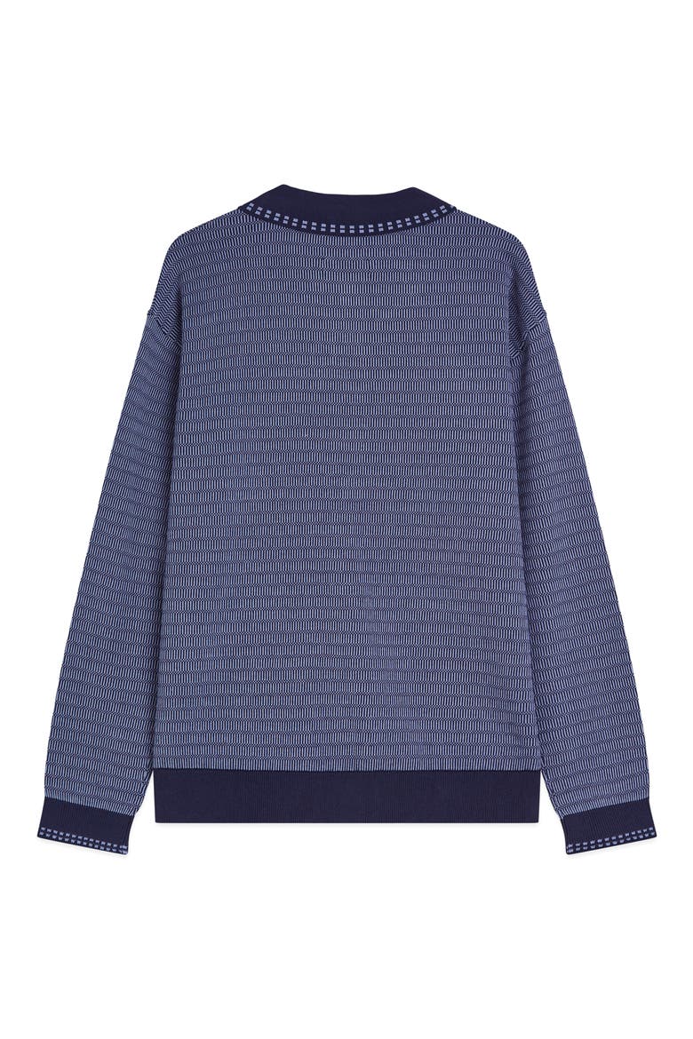 Jacquard Cotton Polo Cardigan, Alternate, color, PAGEANT BLUE
