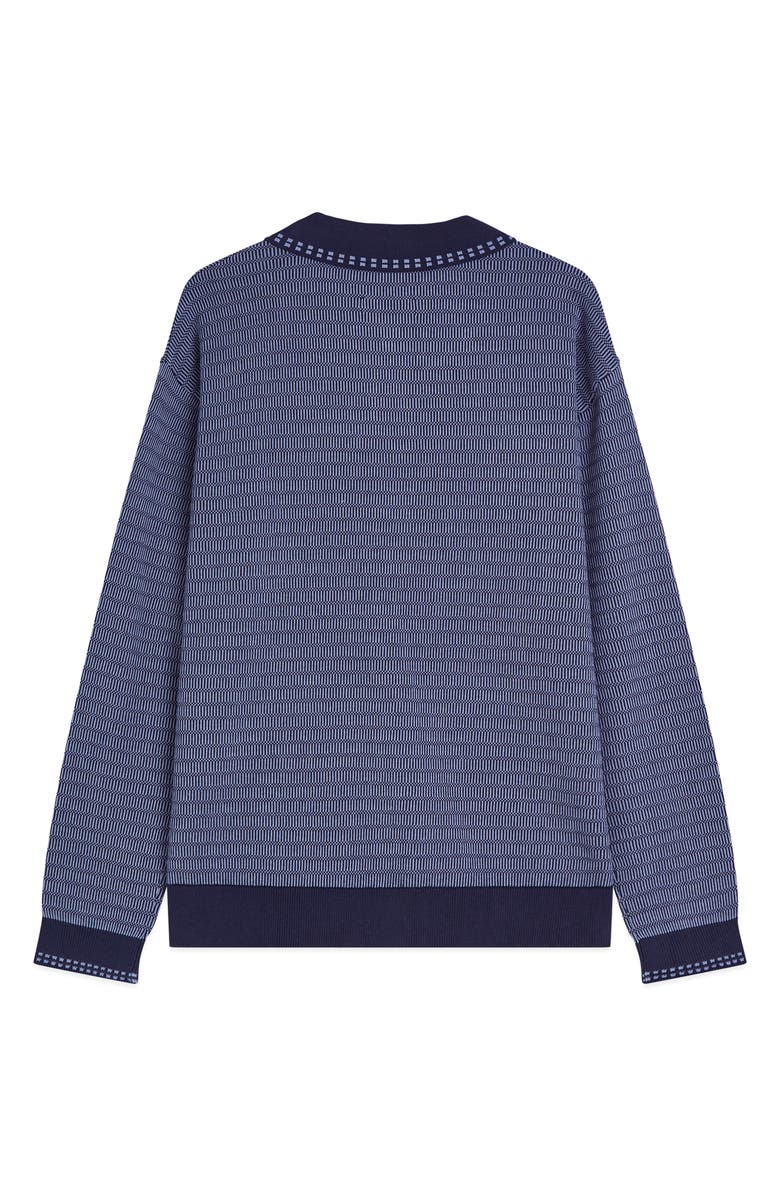 Scotch & Soda Jacquard Cotton Polo Cardigan, Alternate, color, Pageant Blue