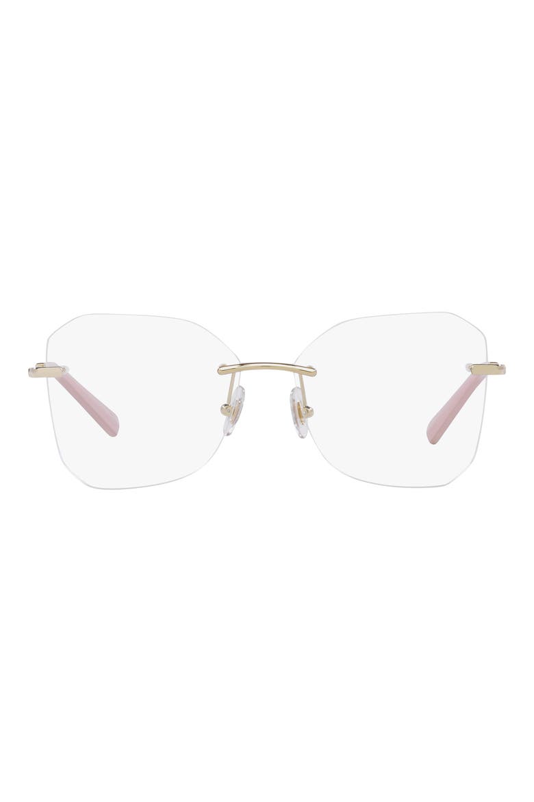 55mm Rimless Irregular Optical Glasses, Main, color, PALE GOLD
