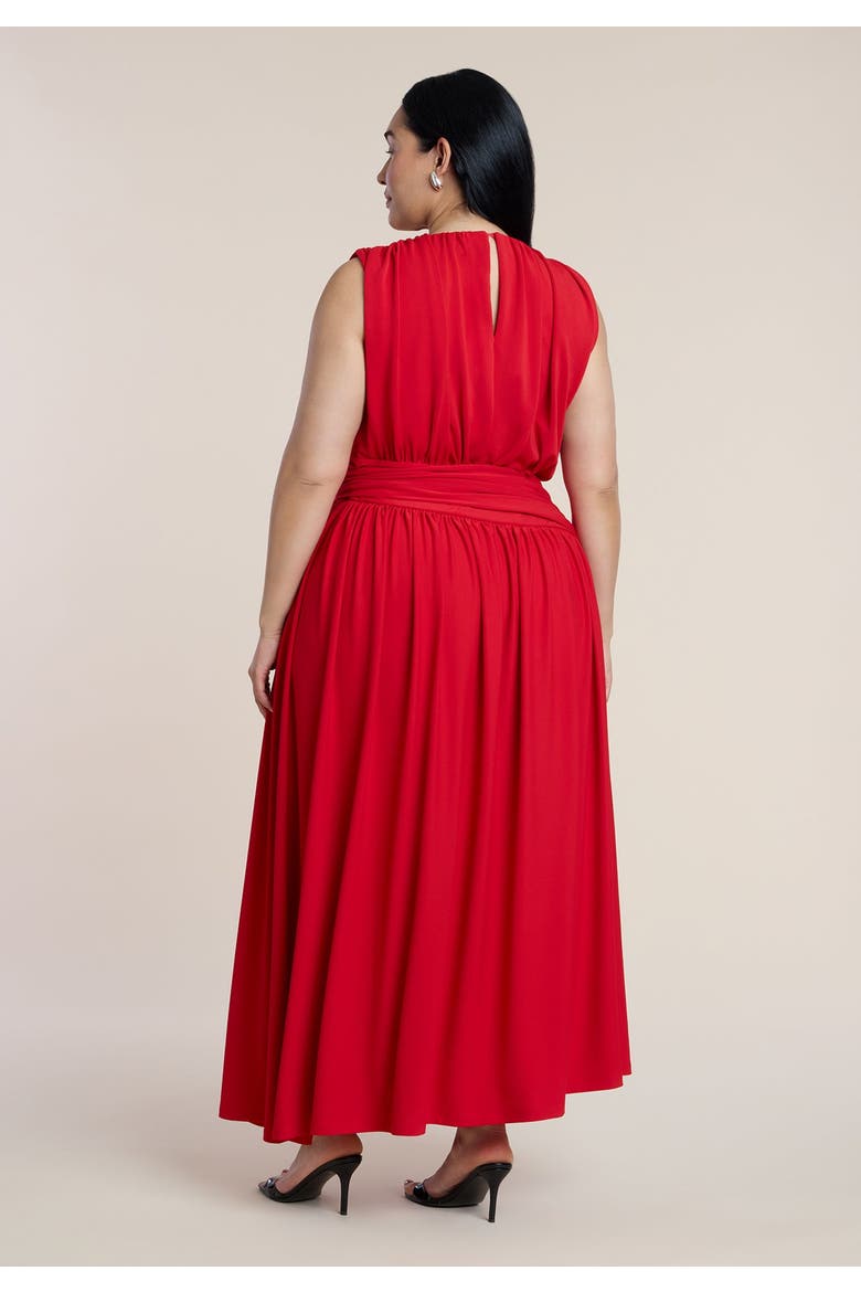 Tie Detail Drop Waist Maxi Dress, Alternate, color, BARBADOS CHERRY
