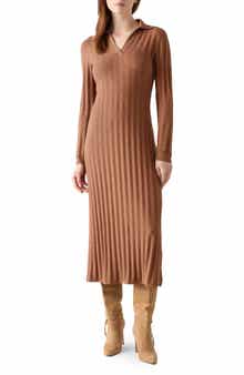 LK Bennett Mika Long Sleeve Cotton & Merino Wool Sweater Dress