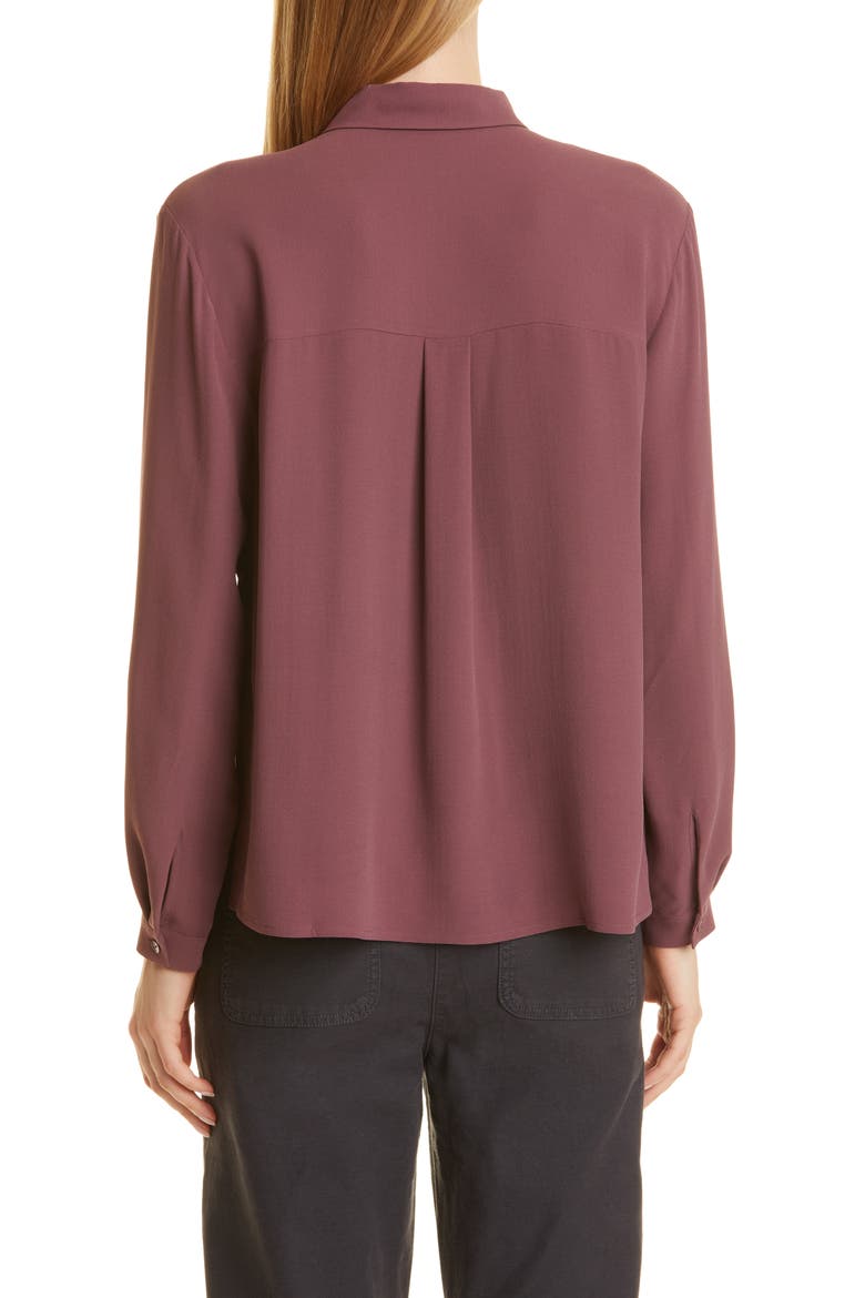 Classic Collar Easy Silk Button-Up Shirt, Alternate, color, FIG