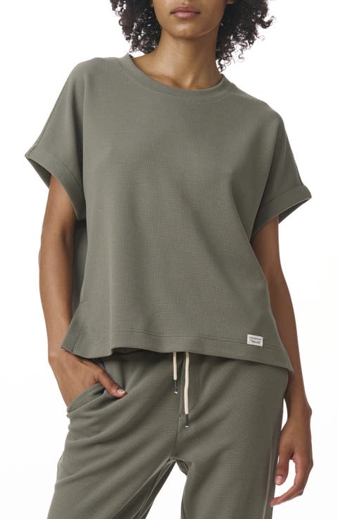 Waffle Scuba Knit Short Sleeve Sweatshirt