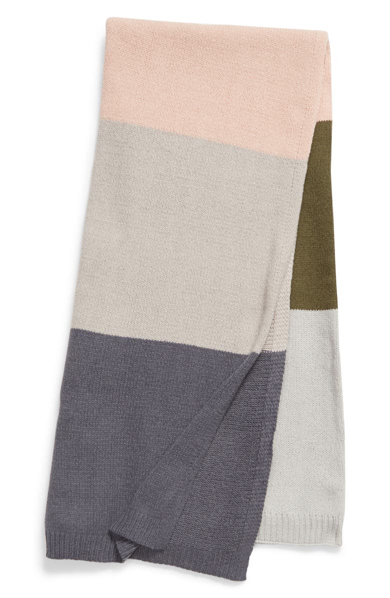 BP. Stripe Knit Throw Blanket, Main, color,