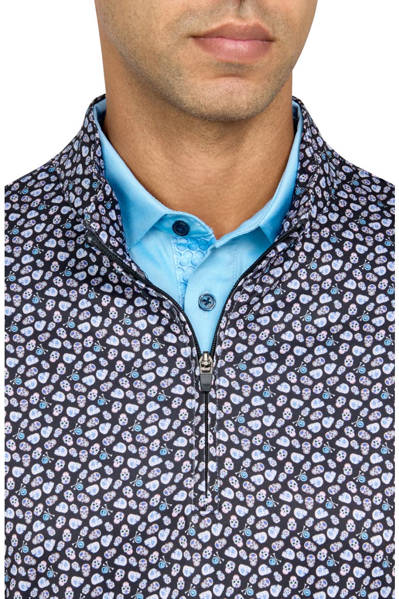 Regular Fit Micro Mexi Skull Print Recycled Performance Quarter Zip, Alternate, color, MULTI