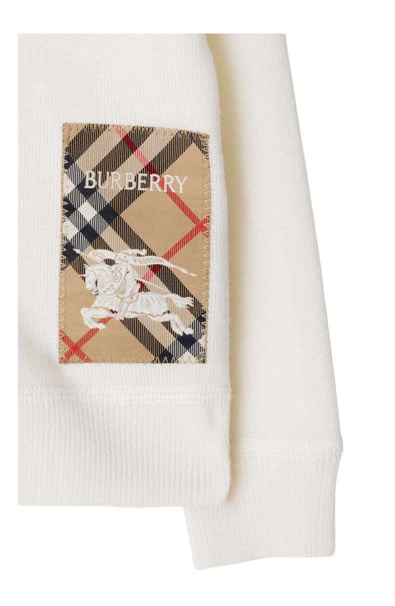 Burberry Check Label Wool Cardigan, Alternate, color, Ivory