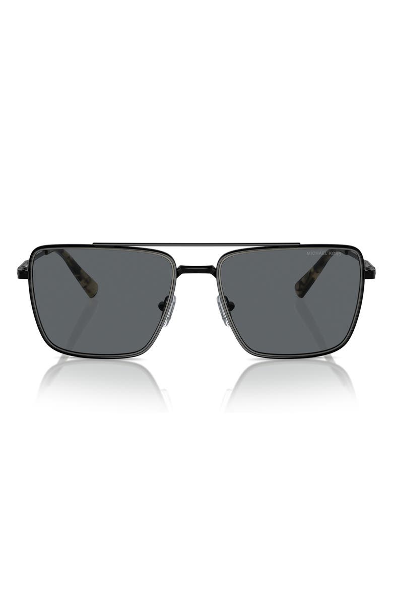 Michael Kors Blue Ridge 58mm Square Sunglasses, Main, color, Shiny Black / Dark Grey Solid