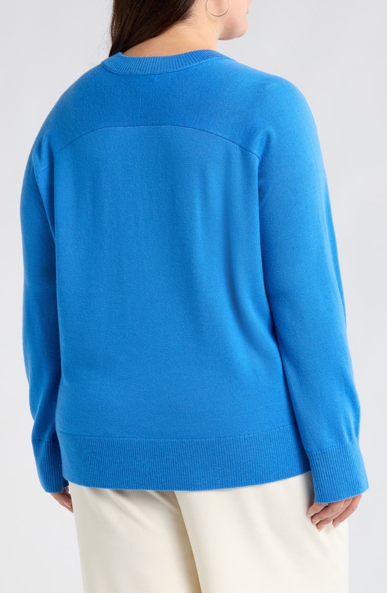 Nordstrom Button Detail Wool V-Neck Sweater, Alternate, color, Blue Palace