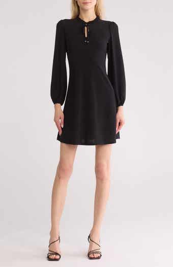 TASH AND SOPHIE Balloon Sleeve Neck Tie Dress