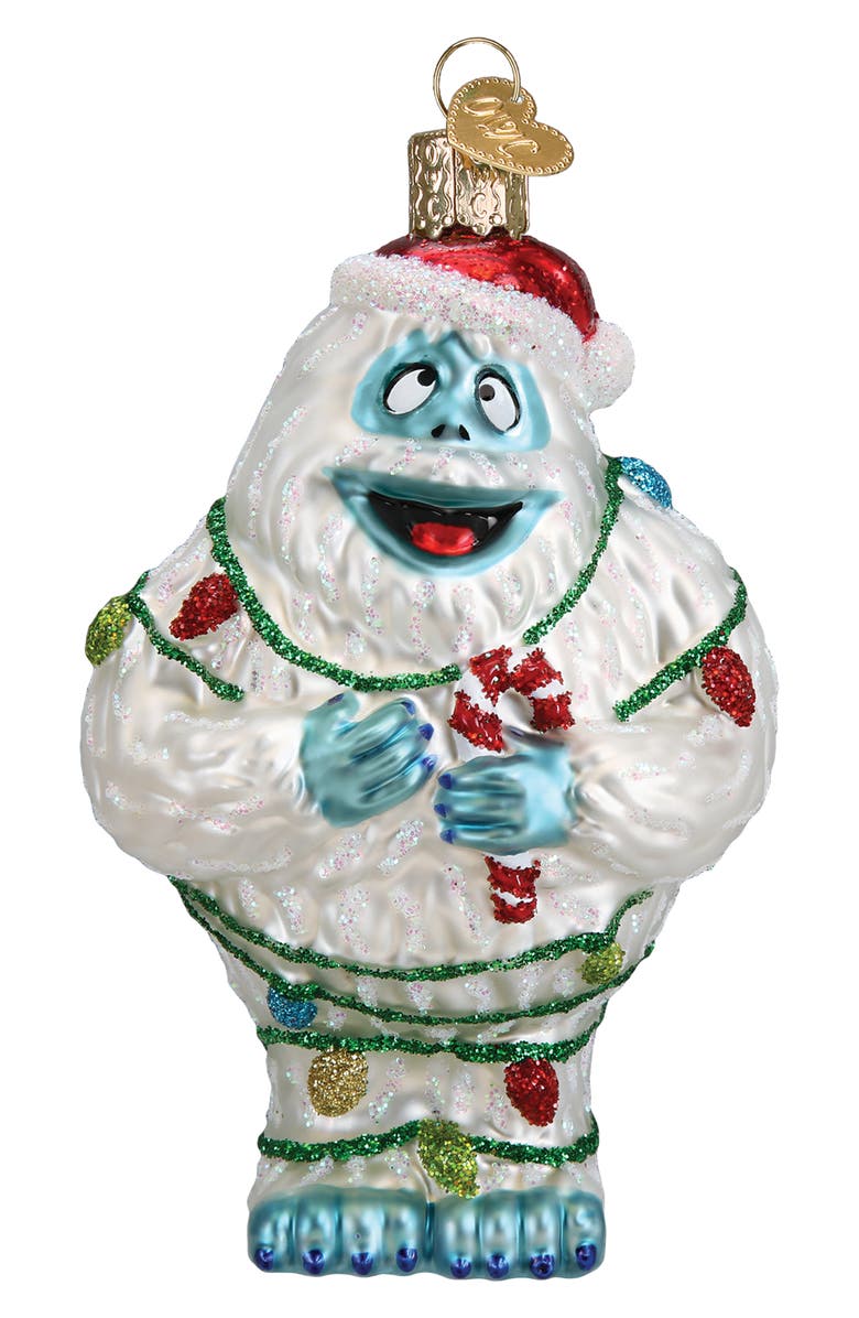 Old World Christmas Bumble Glass Ornament, Main, color, White/ Turquoise