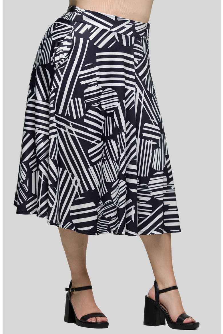 Pull-On Midi Skirt, Alternate, color, BLACK MULTI