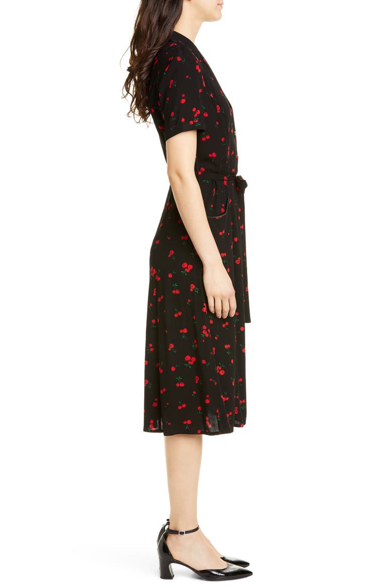 Maria Cherry Print Shirtdress, Alternate, color, BLACK CHERRY